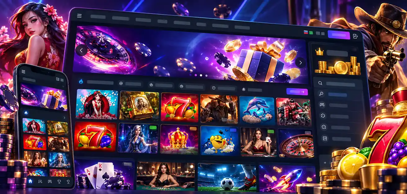 Jet Casino — головна сторінка казино з каталогом слотів і банерами акцій